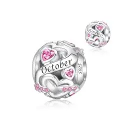 Produktbild: Alstiva Oktober Geburtsstein Charm 925 Sterling Silber 5A Zirkonia Anhänger für Europäische Armbänder Halsketten - Schmuck Geschenk für Damen Frauen