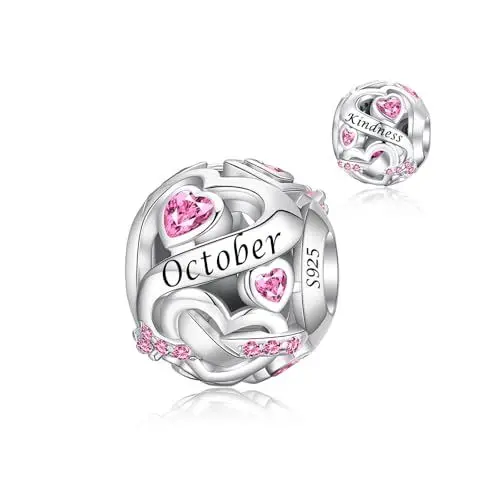 Produktbild: Alstiva Oktober Geburtsstein Charm 925 Sterling Silber 5A Zirkonia Anhänger für Europäische Armbänder Halsketten - Schmuck Geschenk für Damen Frauen