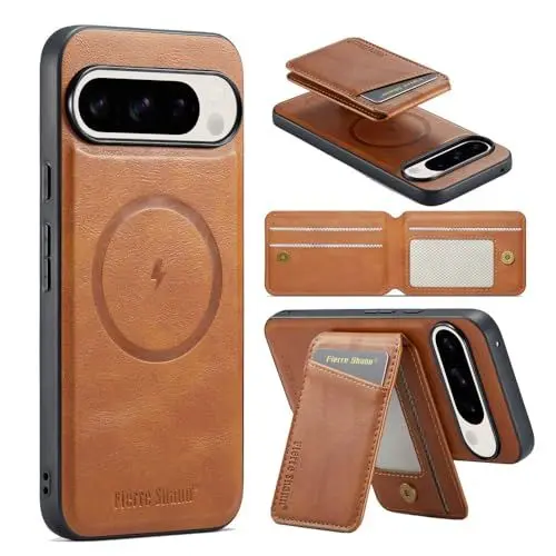 Produktbild: Altartar Magnetisch Handyhülle für Google Pixel 9 Pro XL Hülle mit Kartenfach,Magnetischer Wallet kreditkartenetui mit Ständer Leder Stoßfest Klapphülle Schutzhülle für Google Pixel 9 Pro XL-Braun