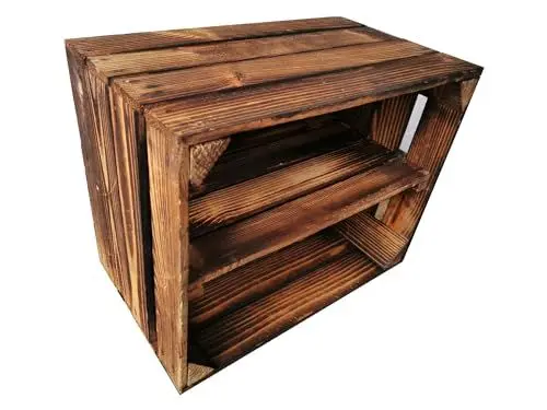 Produktbild: Alte geflammte Obstkisten / Holzkisten 50 x 40 x 30cm mit Zwischenboden LANG verarbeitet - Ideal für den Möbelbau - Tolle Set-Angebote