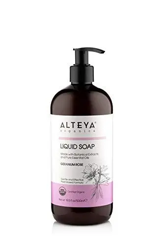 Produktbild: Alteya Bio Flüssigseife Geranie Rose 500ml - USDA Organic-zertifizierte Reine Natürliche Seife und Waschlotion
