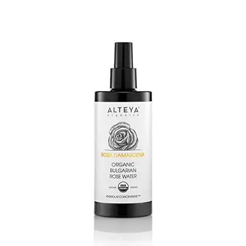 Produktbild: Alteya Organics Rosenwasser Spray in Glasflasche 200ml– 100% USDA Organic-zertifiziert Authentisch Wasserdampfdestilliertes Blütenwasser aus Damaszener Rosen, Direkt vom Rosenanbauer Alteya Organics