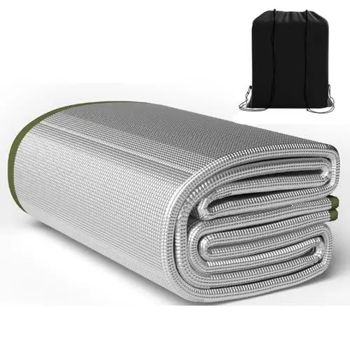 Produktbild: Alu Isomatte Schaummatten Schlafmatte aus Aluminiumfolie 7mm dick für Camping Isoliermatte Isolierdecke Faltbare Zeltmatte Bodenmatte Thermomatte Matte(2.5m x 2m)