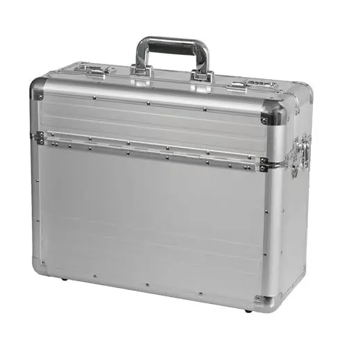Produktbild: ALUMAXX 45119 Pilotenkoffer BETHA, Piloten Koffer aus glattem Aluminium, Dokumentenkoffer Alu, Aktenkoffer mit Zahlenschloss, Koffer 47 cm, Businesskoffer für 17