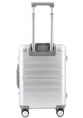 Produktbild: ALUMAXX 45190 Reisetrolley Gravity, Rollkoffer Aluminium, Reisekoffer mit TSA Schloss, Trolley mit 4 Leichtlaufdoppelrollen 360°, Alu Koffer ca. 56 cm, Silber, 56 x 37 x 21 cm