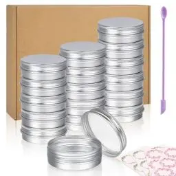 Produktbild: Aluminium Dosen, Sopito 24 stück 30ml Aluminium Dose Tragbar Kleine Blechdosen mit Deckel für Lippenbalsam, Salben, Kosmetik Creme, Minikerzen, Basteln Schmuck (Silber)
