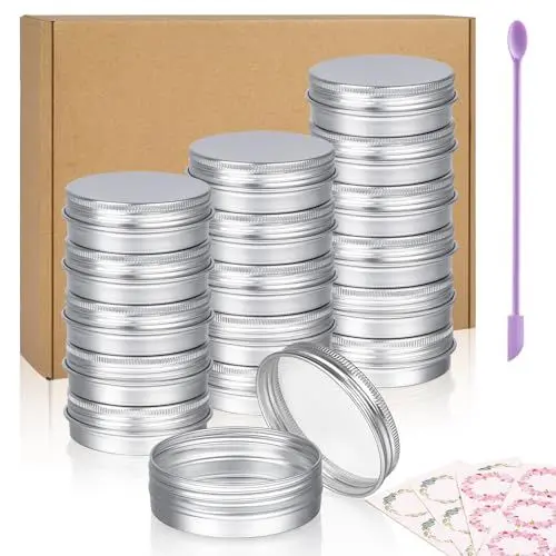 Produktbild: Aluminium Dosen, Sopito 24 stück 30ml Aluminium Dose Tragbar Kleine Blechdosen mit Deckel für Lippenbalsam, Salben, Kosmetik Creme, Minikerzen, Basteln Schmuck (Silber)