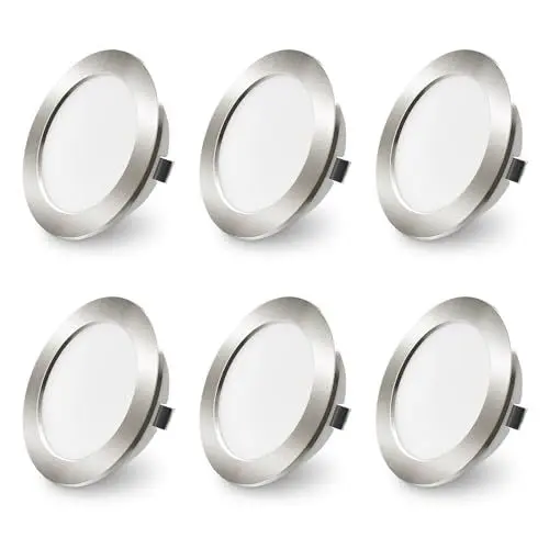 Produktbild: ALUSSO 6er Set 12V LED Einbaustrahler Decke 4W Möbel Einbaustrahler 3000K Warmweiß 4000K Neutralweiß 6000K Kaltweiß, Einbaustrahler LED Flach Bohrloch 55-58mm und 14.5mm Flache, IP44 Wasserdicht