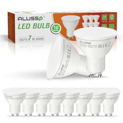 Produktbild: ALUSSO GU10 LED 7W 3000K Warmweiß Leuchtmittel 560 Lumen Birnen Ersetzen 70W Halogenlampen Abstrahlwinkel 120 ° Reflektor Lampen, 10er Set