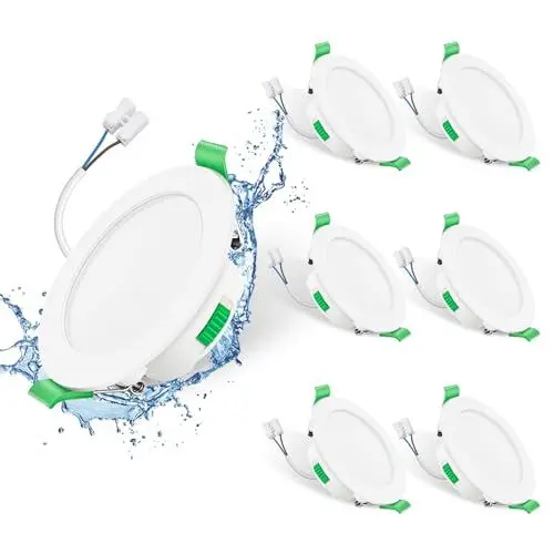 Produktbild: ALUSSO LIGHTING LED Einbaustrahler 230V 7W Dimmbar 68mm, IP44 Einbauleuchten Für Badezimmer Küche, 3000K/4000K/6500K Einbauspots, Rund Weiss 6er Set