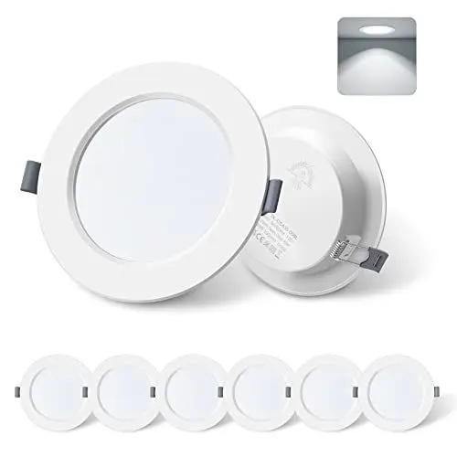 Produktbild: ALUSSO LIGHTING LED Einbaustrahler 230V 9W 720LM, Kaltweiß 6500K Flach, 25,5mm Slim Spots, IP44 Wasserdicht für Badezimmer Wohnzimmer, Ausschnitt Ø115-135mm, 6er Pack