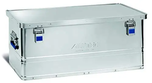 Produktbild: ALUTEC Aluminiumbox BASIC 80 (Inhalt 80 l, Innenmaße (LxBxH) 750 X 355 X 300 mm, staub-/spritzwassergeschützt, Werkzeugbox, Aufbewahrungskiste, Gewicht 4,18 kg) 10080