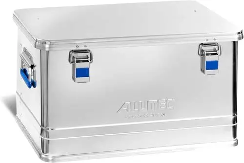 Produktbild: ALUTEC Aluminiumbox COMFORT 60 (Inhalt 60 l, Innenmaße (LxBxH) 550 X 350 X 315 mm, staub-/spritzwassergeschützt, Werkzeugbox, Aufbewahrungskiste, Gewicht 4,5 kg) 12060