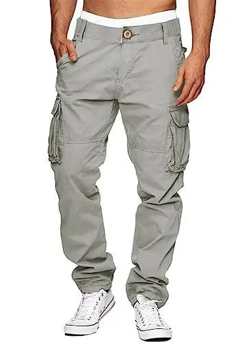 Produktbild: AlvaQ Arbeitshosen Männer Chino Cargo Hose Leinenhose Revolution Race Outdoorhose Bequeme Lange Hosen Mit 6 Taschen Grau