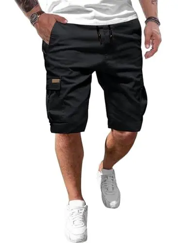 Produktbild: AlvaQ Kurze Hosen Herren Shorts Herren Baumwolle Chino Shorts Herren Klassische Stretch Herren Shorts Sommer Mit Sechs Taschen Schwarz