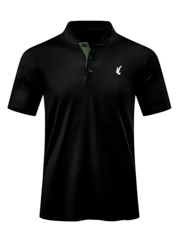 Produktbild: AlvaQ Poloshirt Herren Kurzarm Elastisches Casual Kurzarm Atmungsaktiv Golf Polo Athletic Shirt Schwarz