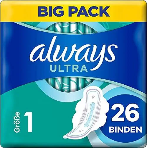 Produktbild: Always Ultra Binden Damen Normal, Damenbinden mit Flügeln, Big Pack, 26 Stück, Größe 1 (26 Stück)