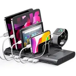 Produktbild: Alxum 120W USB Ladestation Mehrere Geräte mit QC 3.0 Schnellladung,USB Multi Ladestation mit PD 45W & USB C 15W,10 Ports Ladestation für Tablet,Kindle,iPhone