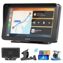 Produktbild: Alxum Carplay Auto Display tragbar 7” IPS Driveplay FM Transmitter Auto Bluetooth Car Play Monitor mit Rückfahrkamera, Unterstützung für TF Karte, FM, AUX für alle Autos