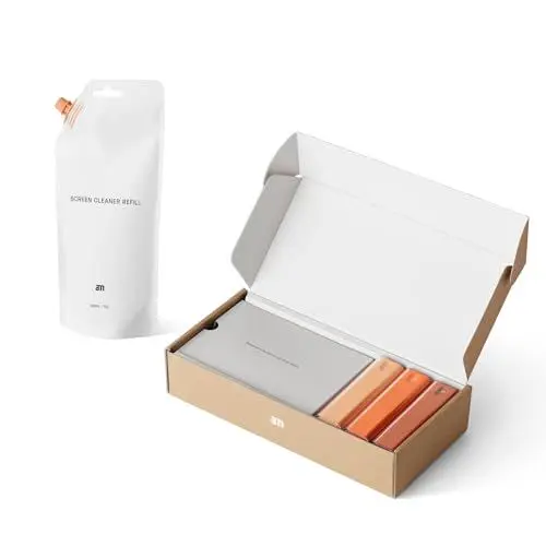 Produktbild: am Bildschirmreiniger Set 3er Pack 200 ml Nachfüllung - Screen Cleaner All-in-One Display Reiniger für Auto, Smartphone, Tablets - Handy Reinigungsset mit Bildschirm Reinigungstüchern und Spray Orange
