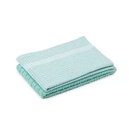 Produktbild: Amago - 2er Pack Küchen Frottier Handtuch, 100 prozent Baumwolle, 50 x 70 cm - Türkis/Weiß