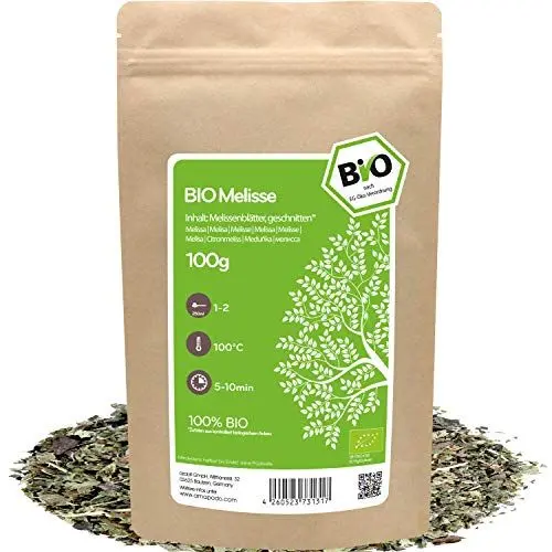 Produktbild: amapodo Zitronenmelisse Tee Bio 100g - Melisse - Melissentee - Melissa - Melissenblätter - Lemon Balm Gewürz - Geschenke für Frauen - Melissa officinalis