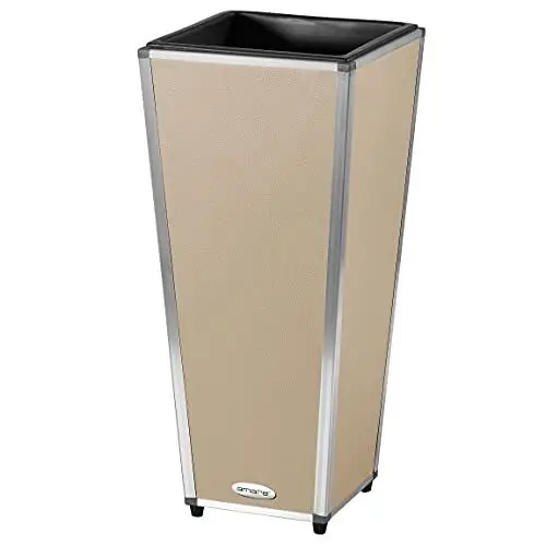 Produktbild: AMARE Fiberglass Design PUR Pflanzkübel, Pflanzgefäß, Blumentopf, Blumenkasten, 28 x 28 x 61 cm, beige