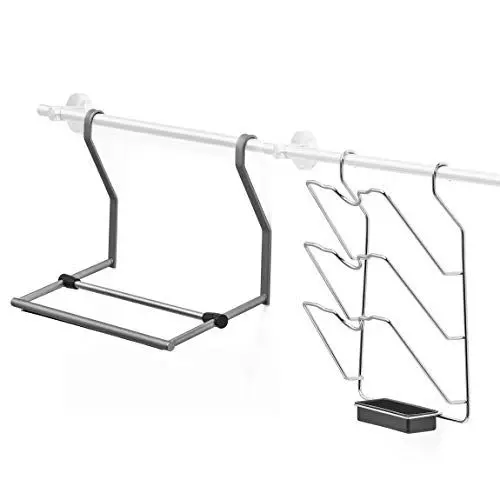 Produktbild: AMARE Küchenrollenhalter + Topfdeckelhalter aus Edelstahl, geeignet für Relingsysteme