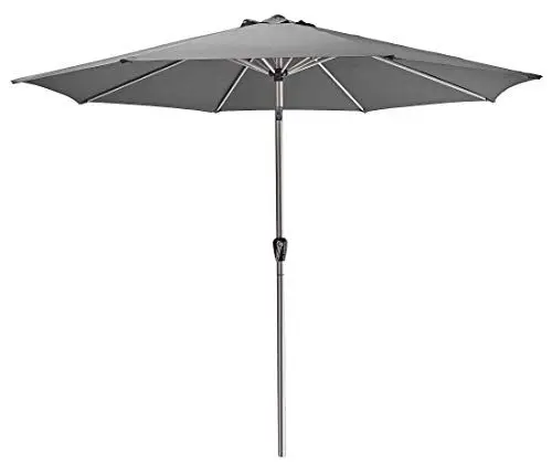 Produktbild: AMARE Luxus 270 x 255 cm (B x H) Aluminium Schaft 48 mm poliert mit transparenter Schutzlackierung, Dunkelgrau Sonnenschirm, 300 cm rund, 4900-1010-119