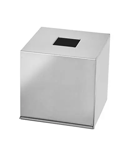 Produktbild: AMARE quadratische Kosmetiktuch-Box | in edlem Edelstahl-Design | Silber| Spender für Taschentücher, Papierhandtücher und Kosmetiktücher | Cube für Badezimmer, Küche oder Esstisch | 13x13x13 cm