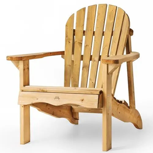 Produktbild: AMATA Single Adirondack Stuhl für Draußen, UNGURS Collection - Wetterfester Holzstuhl für Terrasse, Hinterhof und Garten Feuerstellen - Ergonomisch und Langlebig, Zeitloses Design (Braun)