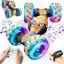 Produktbild: AmazeFun Ferngesteuertes Auto,360° Drehung Stunt RC Auto, 2,4GHz 4WD 1:12 Groß Off-Road Auto Spielzeug,Gestensensor Drift Car mit Musik und LED-Lichter für Kinder ab 4,5,6,7,8-12+Jahre
