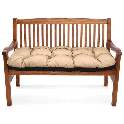 Produktbild: Amazinggirl Bankauflage Sitzkissen Outdoor Hollywoodschaukel Kissen 120 x 50 cm - Sitzpolster Bank Polster für Sitzbank Gartenbank und Paletten Bankkissen Indoor und Outdoorkissen Beige
