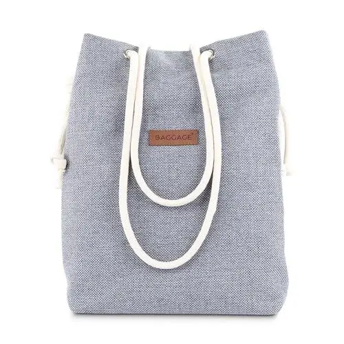 Produktbild: Amazinggirl Handtasche Beuteltasche Damen Tasche A4 oder A5 - Schultertasche Shopper Bag Stofftasche Stoffbeutel mit Innentasche Einkaufstasche Beutel als große Umhängetasche Hellgrau