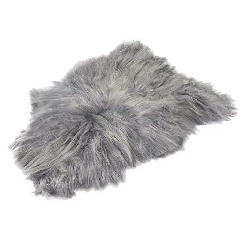 Produktbild: Amazinggirl Lammfell schaffell echt Fellteppich Länge: Länge: 110-115 cm - Dekofell Teppich langhaar Schafsfell Fell für Baby Grau