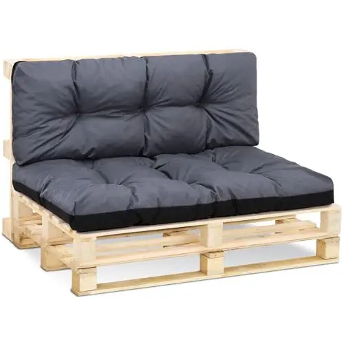 Produktbild: Amazinggirl Palettenkissen Outdoor Kissen Set: Rückenkissen 40x120 cm und Sitzkissen 80x120 cm - Auflagen für Paletten Europaletten Palettensofa und Palettenmöbel Palettenpolster Graphit