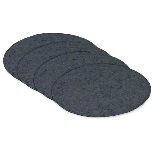 Produktbild: Amazinggirl Sitzkissen Outdoor Stuhlkissen 35x35 cm Filz - Sitzpolster für Stuhl, Gartenstuhl oder Bank Stuhlauflagen Sitzbank Kissen Bankkissen Filzkissen Dunkelgrau 4er Set Rund