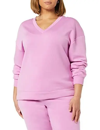 Produktbild: Amazon Aware Damen Fleece-Sweatshirt mit V-Ausschnitt und lockerer Passform (in Übergröße erhältlich), Lila, M