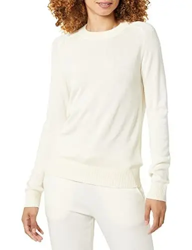 Produktbild: Amazon Aware Damen Pullover mit Rundhalsausschnitt aus Pointelle (in Übergröße erhältlich), Elfenbein, XL