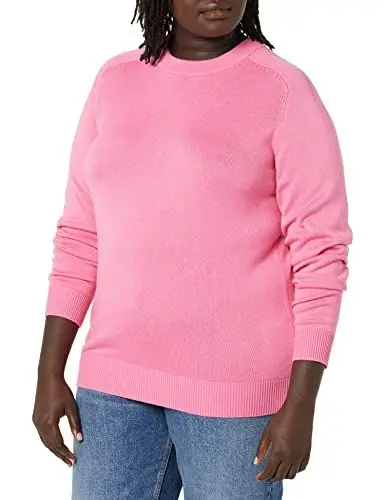 Produktbild: Amazon Aware Damen Pullover mit Rundhalsausschnitt aus Pointelle (in Übergröße erhältlich), Rosa, 7XL Große Größen