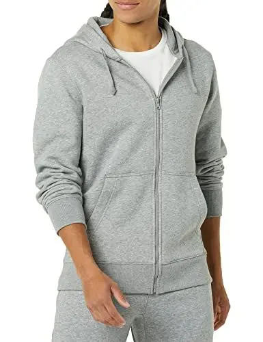 Produktbild: Amazon Aware Herren Fleece-Kapuzenpullover mit Durchgägigem Reißverschluss, Mittelgrau Meliert, XL
