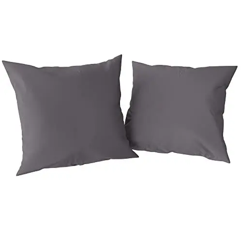 Produktbild: Amazon Aware Kissenbezug-Set aus 100 % Bio-Baumwolle, Fadenzahl 300, 2 Stück, 80 x 80 cm, Dunkelgrau, Einfarbig