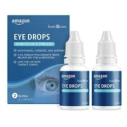 Produktbild: Amazon Basic Care Augentropfen mit Natriumhyaluronat 0,2%, 15 ml (2er Pack)