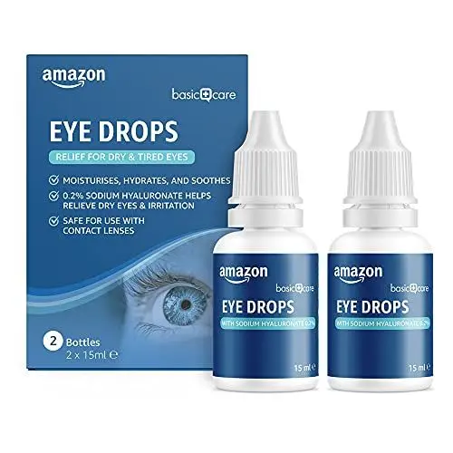 Produktbild: Amazon Basic Care Augentropfen mit Natriumhyaluronat 0,2%, 15 ml (2er Pack)