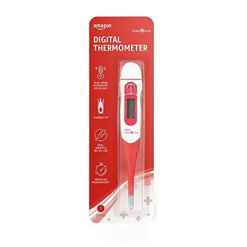 Produktbild: Amazon Basic Care - Digitales Thermometer, Rot