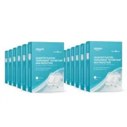 Produktbild: Amazon Basic Care - Wasserfeste Pflaster (transparente „zweite Haut“ mit hohem Schutz), 60 Stück (12 Packungen mit 5), 7,5 x 5 cm
