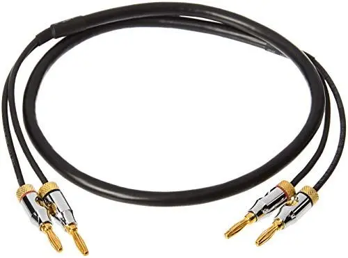 Produktbild: Amazon Basics Lautsprecher-Kabel mit Gold-beschichteten Bananensteckern - CL2 - 99,9 % Sauerstoff-frei, 0.9 m, Schwarz