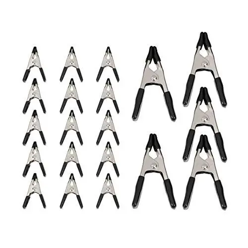 Produktbild: Amazon Basics 20 Stück, Stahl-Federklemmen,15 Stück 1.91 cm, 5 Stück 2.54 cm, Schwarz/Silber