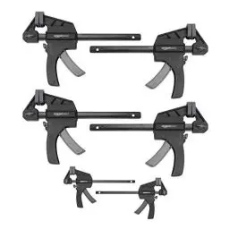 Produktbild: Amazon Basics 6 Stück, Einhandzwinge, 2 Stück 10,16 cm, 4 Stück 15,24 cm, Schwarz Grau