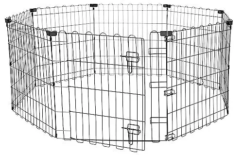 Produktbild: Amazon Basics Achteckig, Laufgehege für Hunde und andere Haustiere, faltbar, Metall, mit Tür, 61 cm, Schwarzer